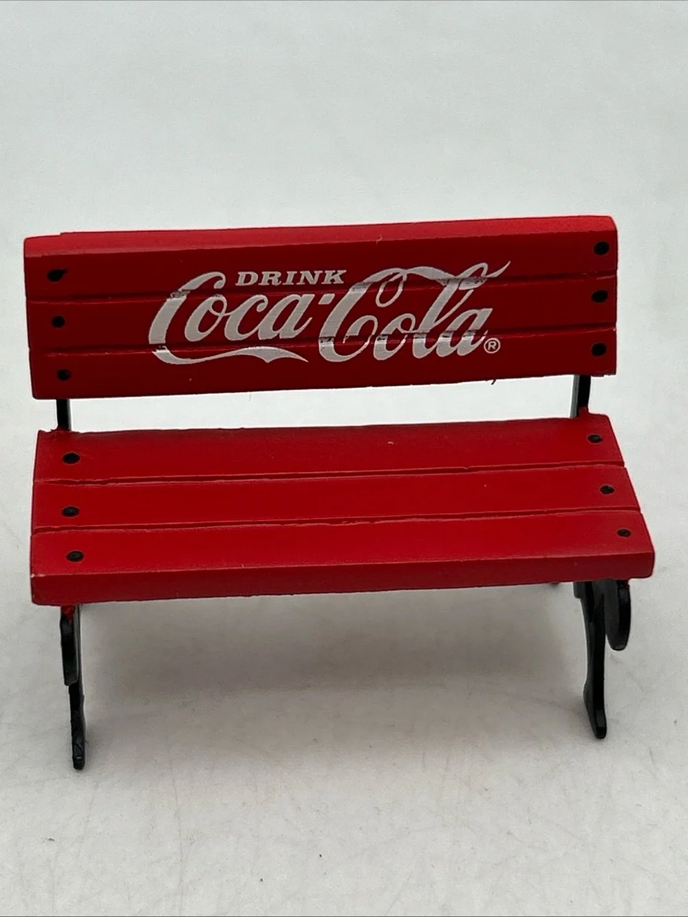1993 Coca-Cola Town Square Accessories Vintage Park Bench 1-1/2x2” Snow Scene